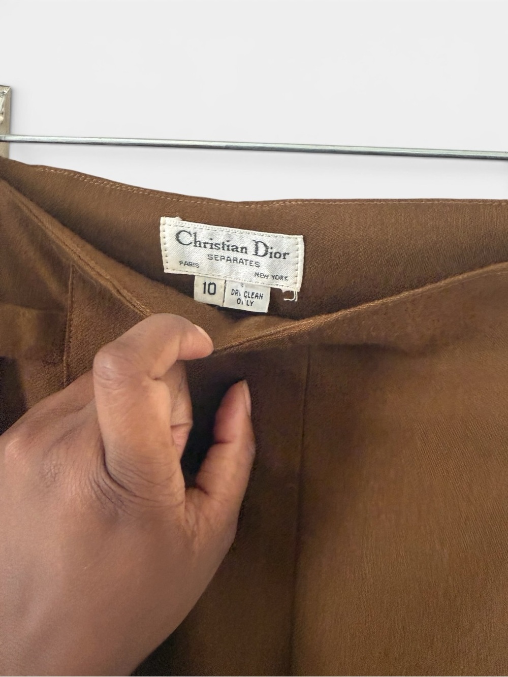 Dior Brown Wide-Leg Trousers with Side Buckle Detail - Picture 6 of 9